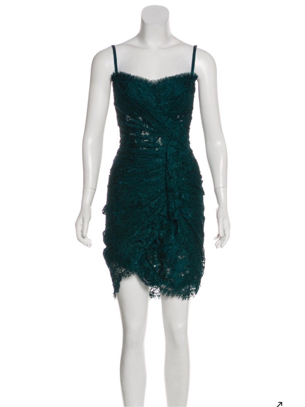 Dolce & Gabbana Dark Teal Lace Spaghetti Strap Mini Dress